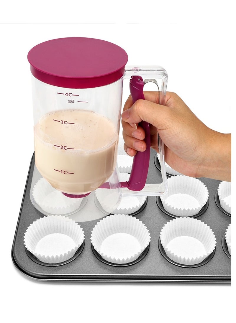 AMM Purple Batter Dispenser for Cupcakes, Pancakes, Cookies, and Waffles – Easy-Pour Measuring Cup & Cream Separator Baking Tool"  - Image 3