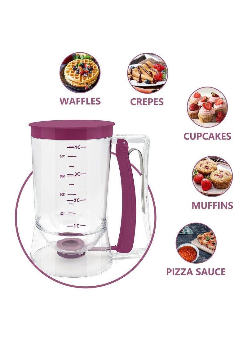 AMM Purple Batter Dispenser for Cupcakes, Pancakes, Cookies, and Waffles – Easy-Pour Measuring Cup & Cream Separator Baking Tool"  - Image 4