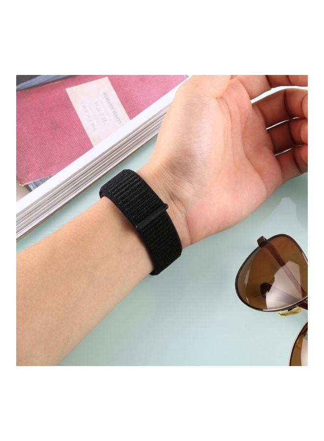 NIBEMINENT Nylon Watchband with Hook and Loop Fastener For Fitbit Versa/Versa 2 Black - Image 5