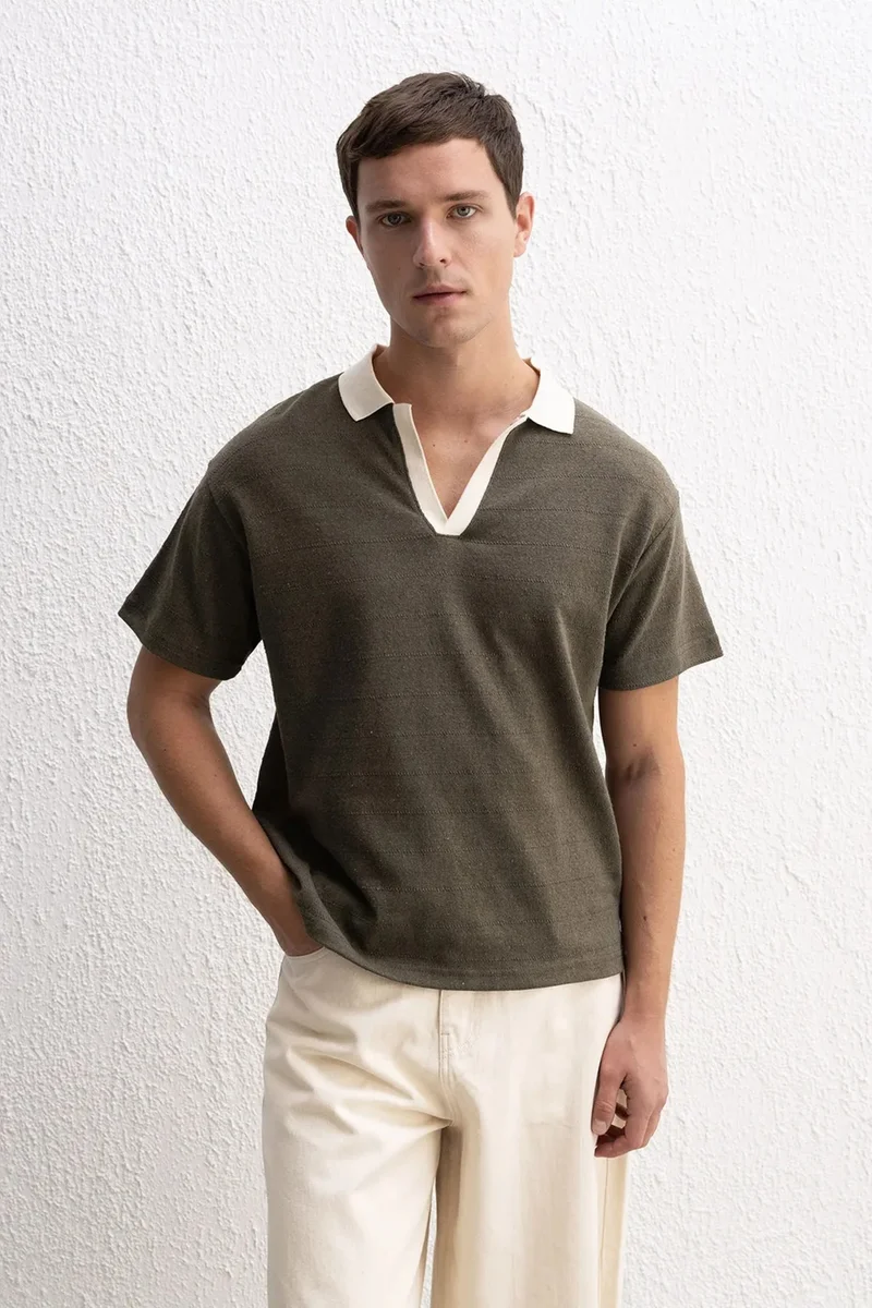 Giesto Khaki Green GIESTO Comfort Fit Polo T-Shirt for Men | Best Price UAE