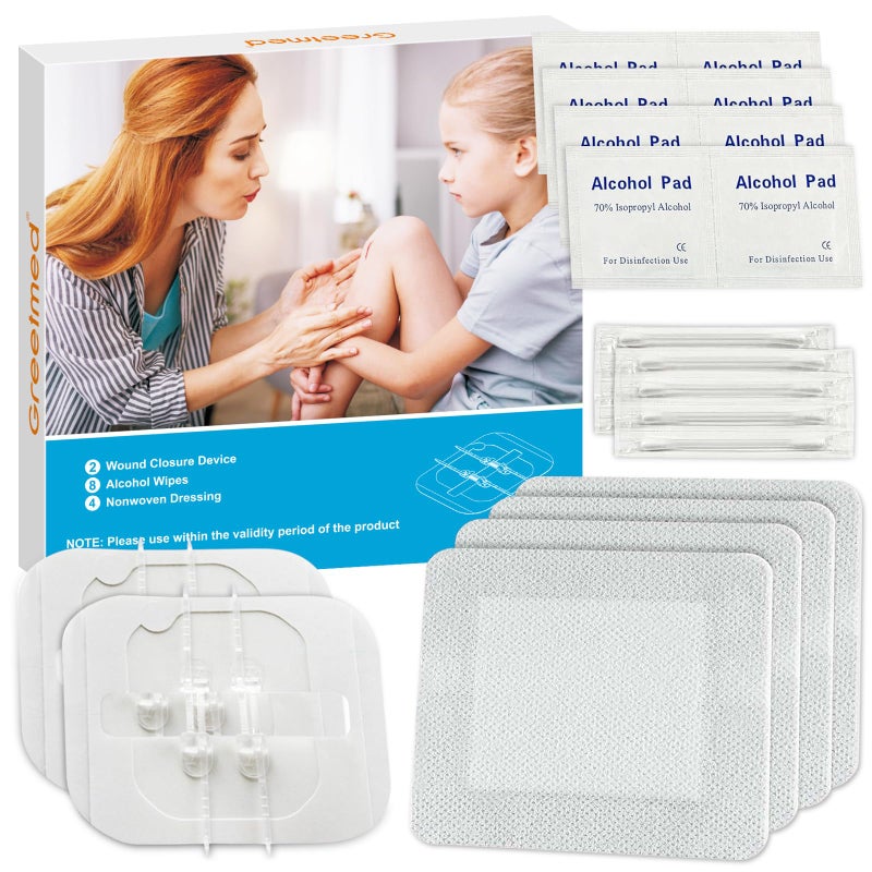 Greetmed Emergency Wound Closure Strips - 2Pcs Zip Stitch Laceration Closure Kit Closures Repair Wounds Without Stitches - Butterfly Bandages for Wounds - Image 1