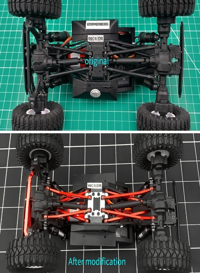 MORFUM Ascent-18 High Clearance Chassis Links Linkage 4 Links Set CNC Aluminum Linkage Set RC Links Linkage Set for Redcat Ascent-18 1/18 RC Crawler Car Upgrades Parts (Red) - Image 5