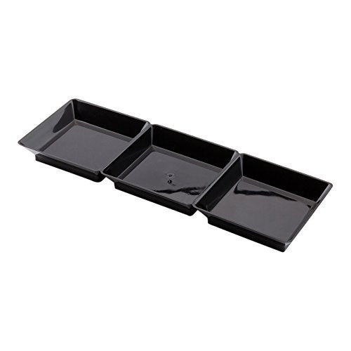 Restaurantware 75 x 25 Inch Sauce Trays 20 Disposable Divided Serving Plates Lids Sold Separately Disposable Black Plastic 3 Compartment Serving Dishes For Condiments Appetizers Or Snacks - Image 3