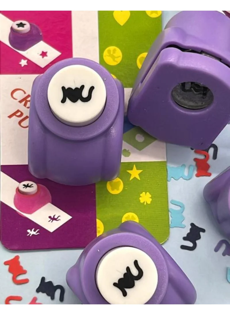 Kağıt Gemi Dükkan I Love You Purple Mini Hole Punch with Text Pattern