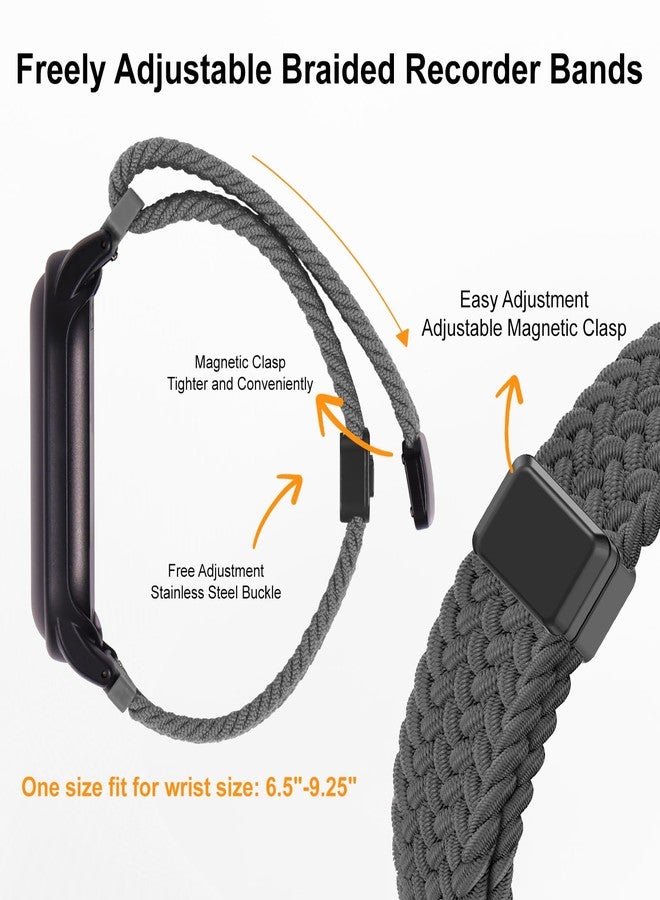 Vigamen Braided Wristband Compatible with Plaud NotePin & NotePin S AI Voice Recorder,Breathable Soft Wearable Strap with Magnetic Buckle and PC Case,Adjustable Lightweight Band,Recorder Accessories,Grey - Image 3