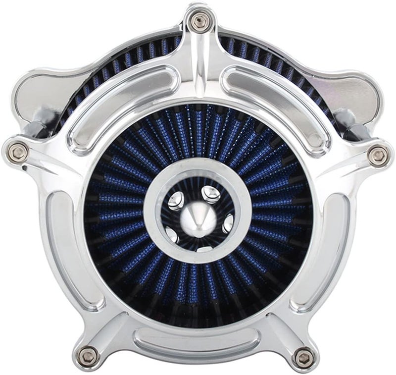 Wivplex Chrome Blue Motorcycle Air Filter Intake Kit - Image 1