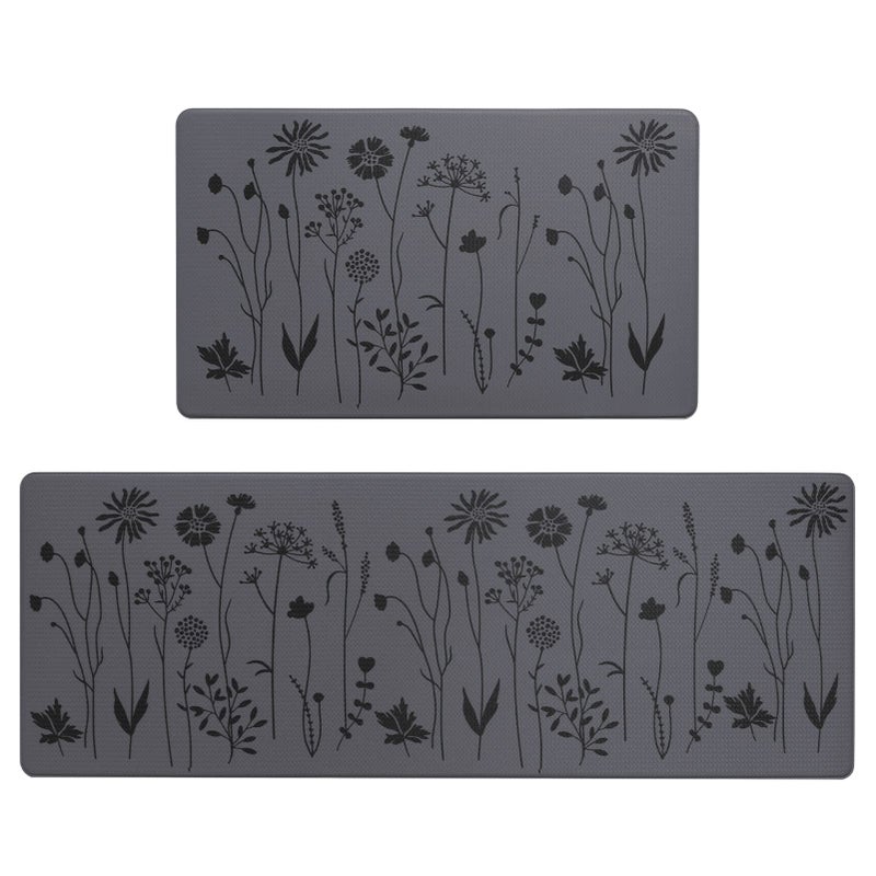 Rempry 2 Pcs Floor Mat Waterproof Non Slip AntiFatigue PVC Cushioned Rug Sets for Kitchen Office Sink 17x4717x29 Dark Grey