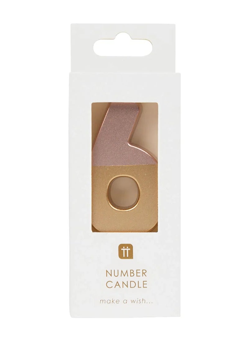 Talking Tables Talking Tables 6 Number Birthday Candles, Rose Gold Number Candle, Candle for Birthday Cake Topper, Anniversary Cake Number Candle. Candle stick for special occasions such as birthday and Anniversary (6 Number Candle, Rose Gold Dipped )  - Image 2