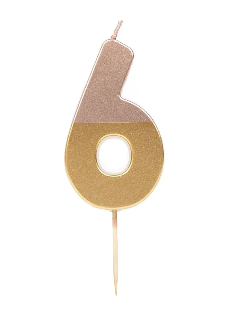 Talking Tables Number Candle 6, Rose Gold Dipped