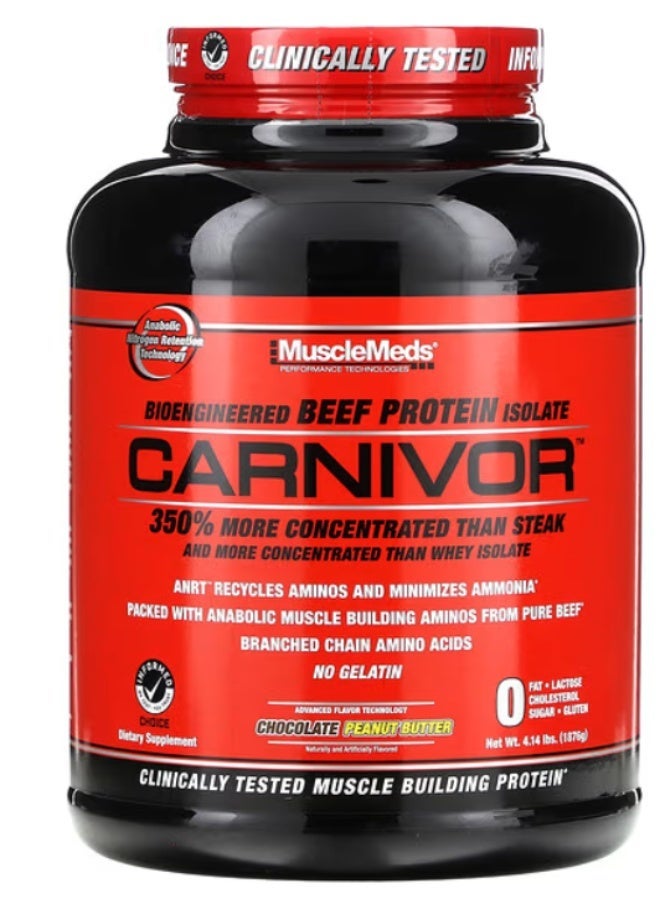 MuscleMeds, Carnivor, Bioengineered Beef Protein Isolate, Chocolate Peanut Butter, 4.14 lbs (1,876 g) - Image 1