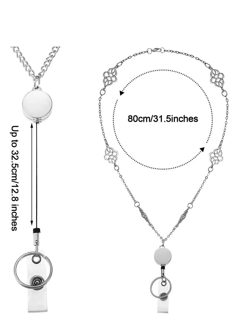 SYOSI Badge Lanyard Necklaces Set Badge Reel Lanyard Women Stainless Steel Chain with Buckle and  Transparent Waterproof ID Holder for Nurse Office Worker - Image 5