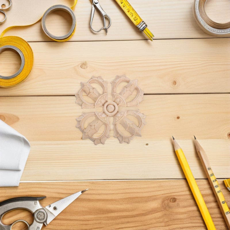 6pcs Wood Furniture Appliques: Carved Corner Onlays - Unpainted Decorative Appliques for Cabinet Doors Bed Frames Wall Mirrors DIY Improvement - Image 4