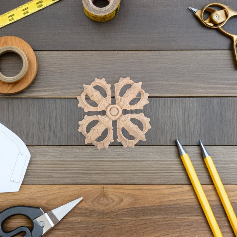6pcs Wood Furniture Appliques: Carved Corner Onlays - Unpainted Decorative Appliques for Cabinet Doors Bed Frames Wall Mirrors DIY Improvement - Image 5