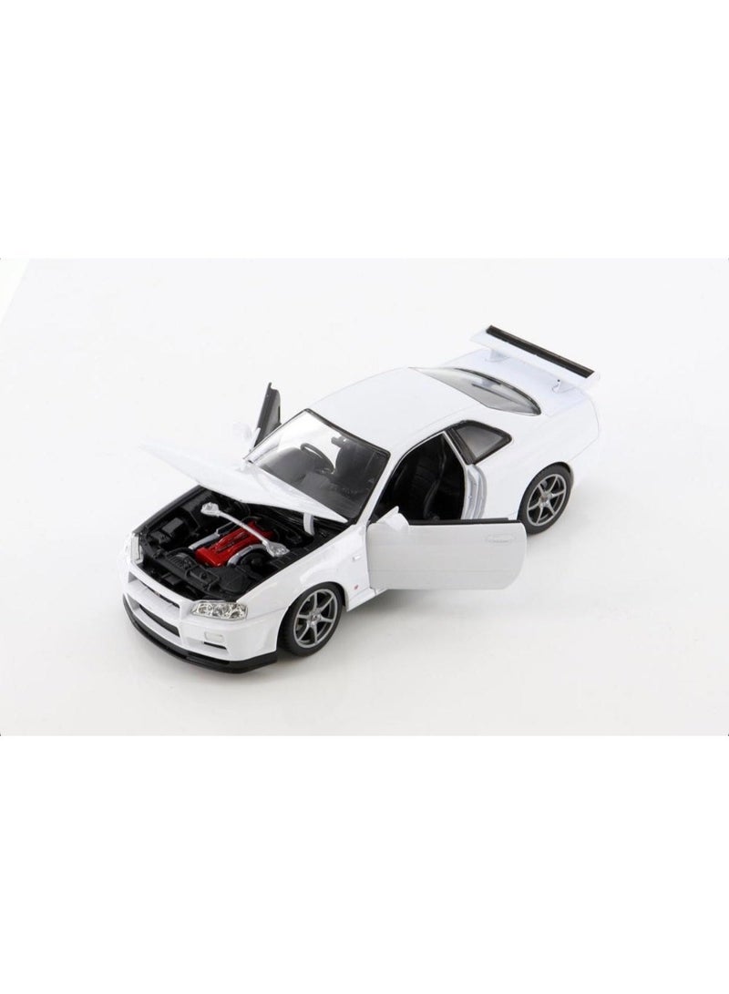 Welly 1:24 Scale Die-Cast Model Car – White Nissan Skyline GT-R R34 Collectible Toy Vehicle for Kids & Adults - Image 3