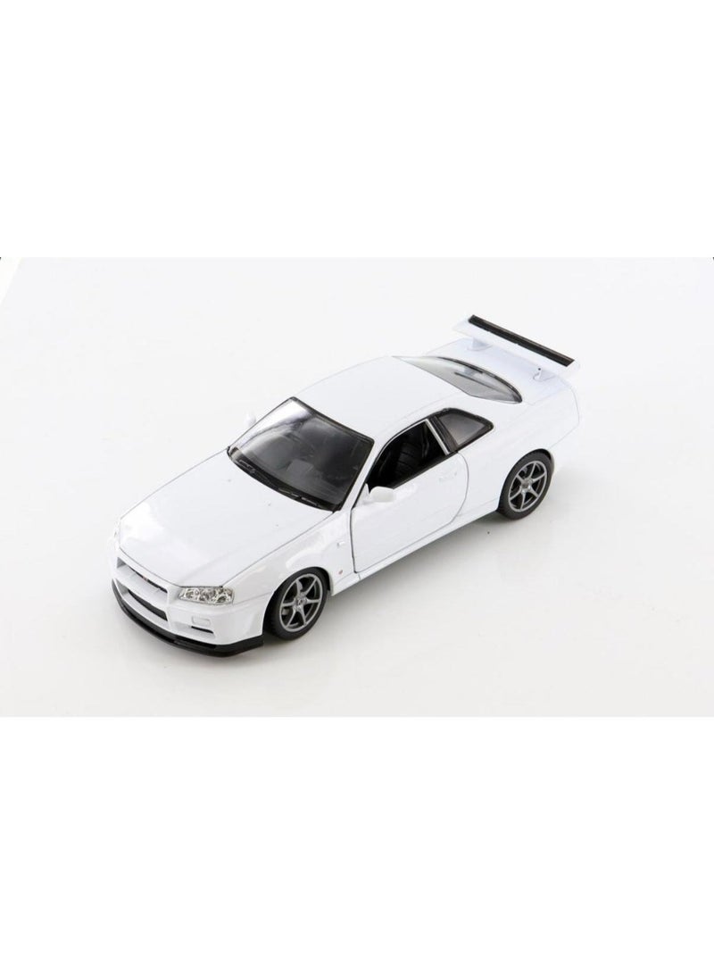 Welly 1:24 Scale Die-Cast Model Car – White Nissan Skyline GT-R R34 Collectible Toy Vehicle for Kids & Adults - Image 1