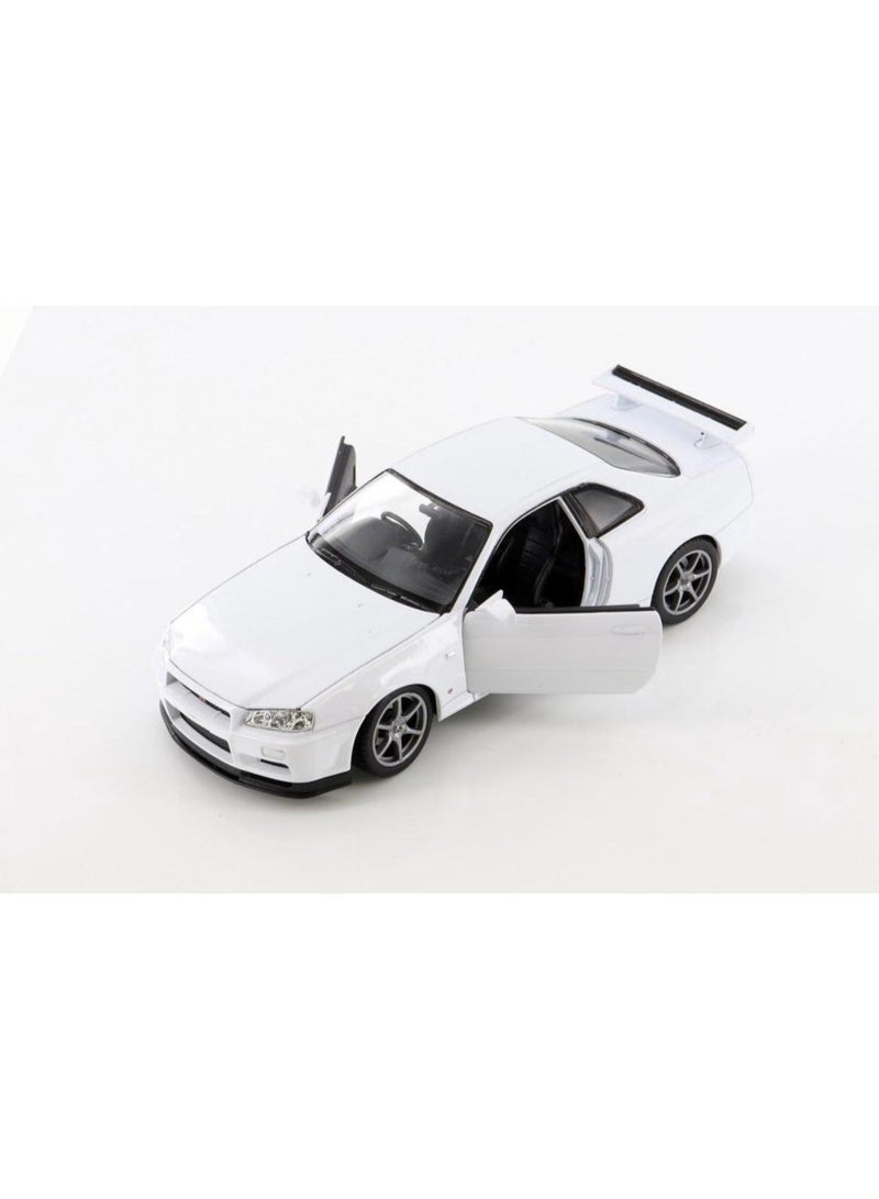 Welly 1:24 Scale Die-Cast Model Car – White Nissan Skyline GT-R R34 Collectible Toy Vehicle for Kids & Adults - Image 2