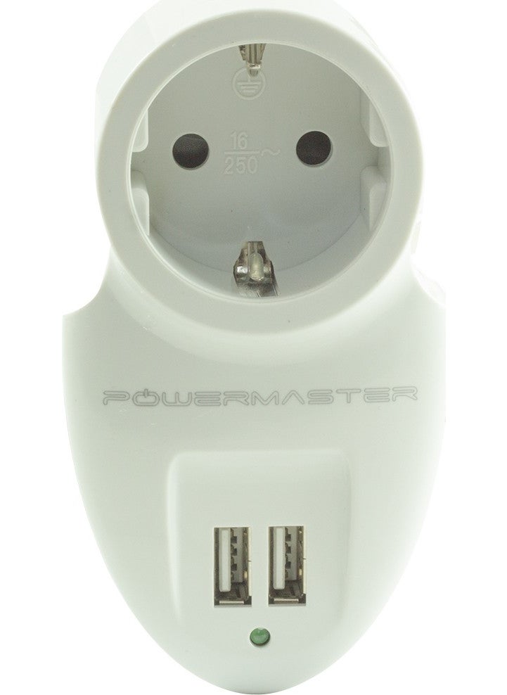 Powermaster - Double USB Single Surge Protected Socket (79 x 155 mm) - Image 1