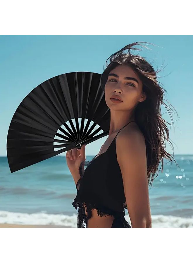 Black Red Portable Folding Fan For Summer Festivals Dance Tai Chi Performance Gift - Image 2