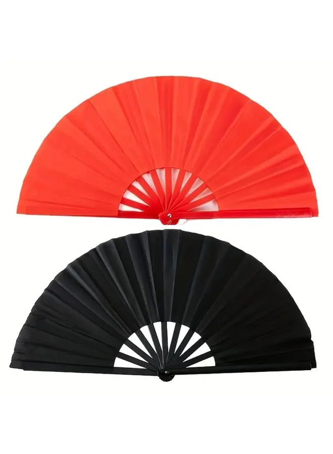 Black Red Portable Folding Fan For Summer Festivals Dance Tai Chi Performance Gift - Image 1