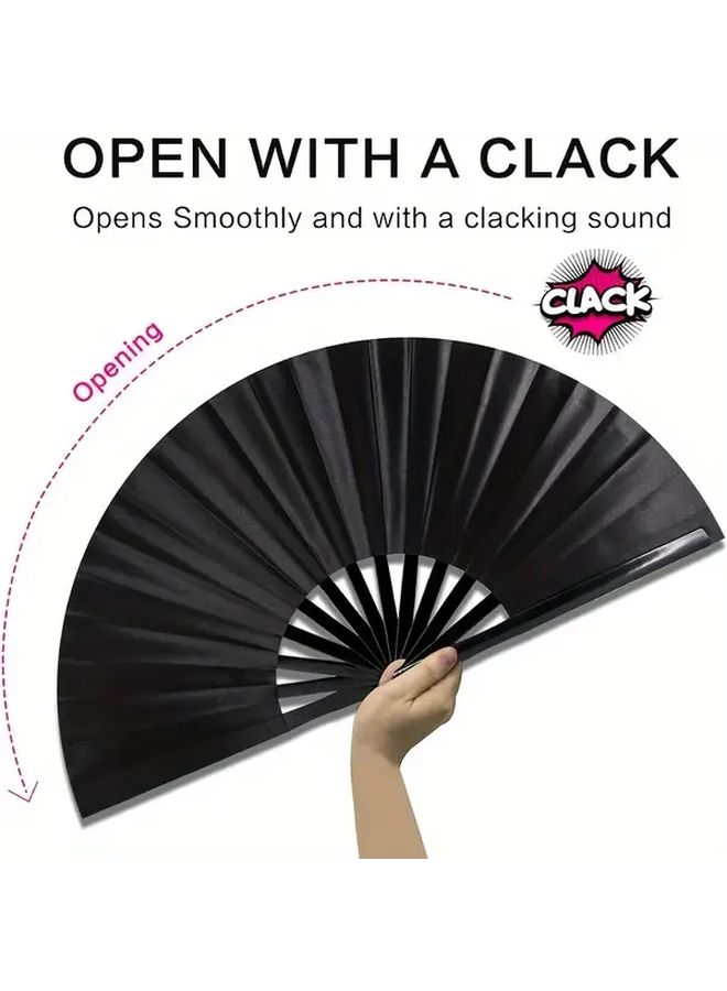 Black Red Portable Folding Fan For Summer Festivals Dance Tai Chi Performance Gift - Image 4