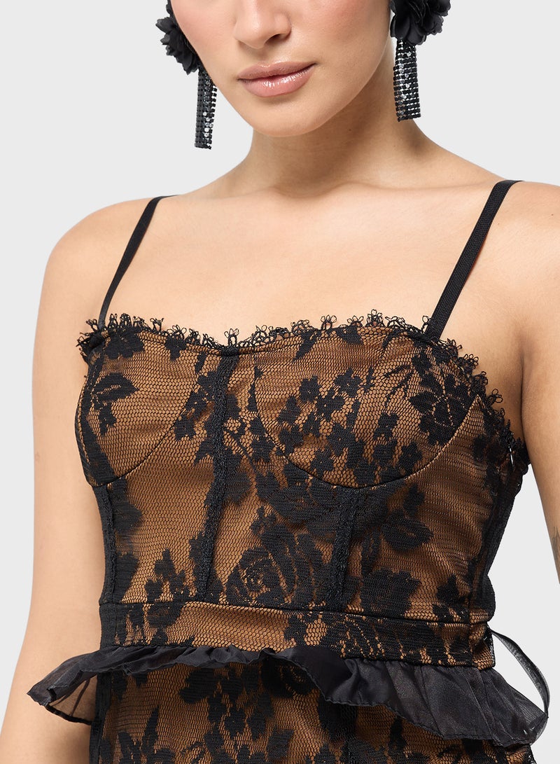 ELLA Lace Ruffle Slit Dress - Image 3