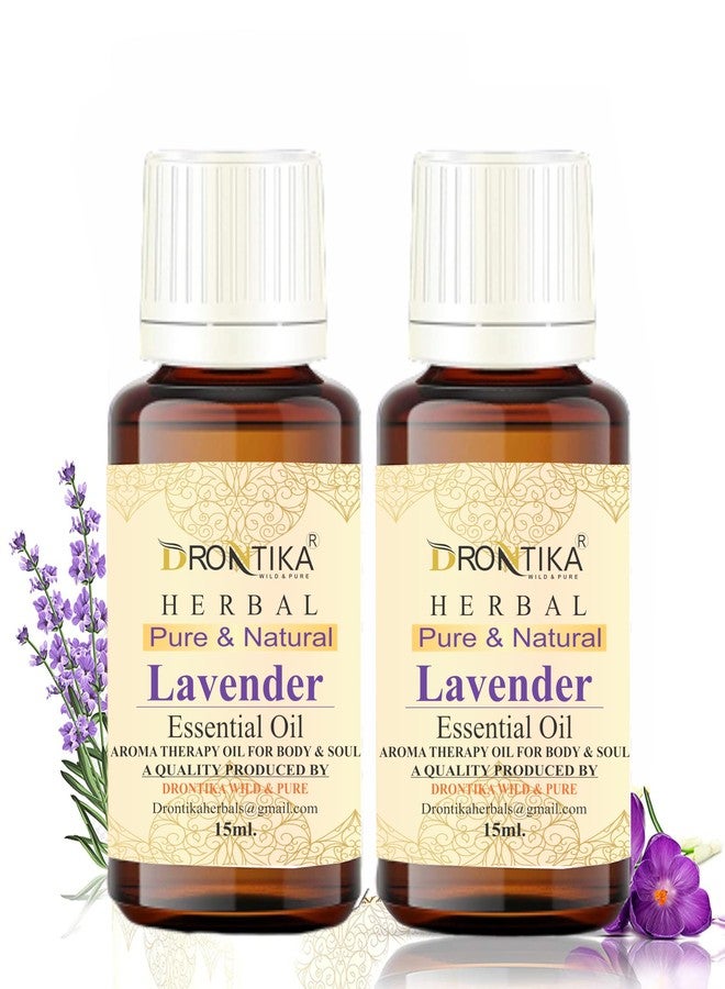 Drontika Lavender Essential Oil Pure Natural Lavandula Angustifolia Extract - Healthier Skin and Hair Calming Bath or Massage for Restful Diffuser-Ready for Aromatherapy - 15 ml (Pack Of 2) - Image 1