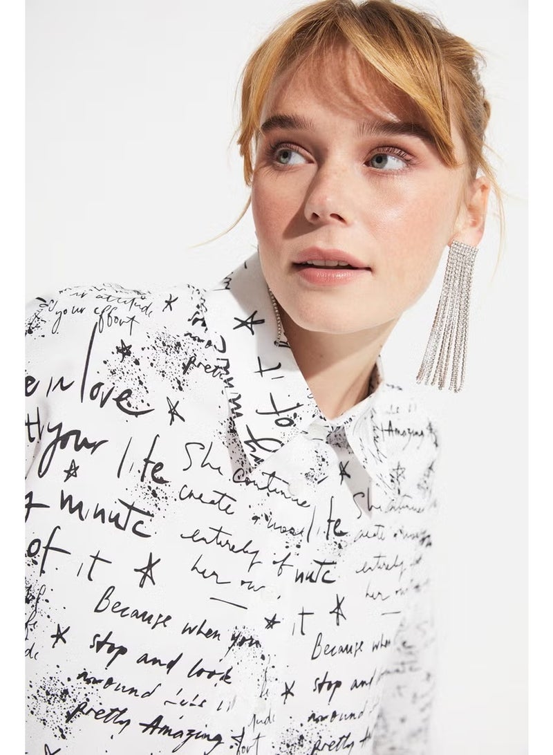 JUNE Text Patterned Shirt - Image 1