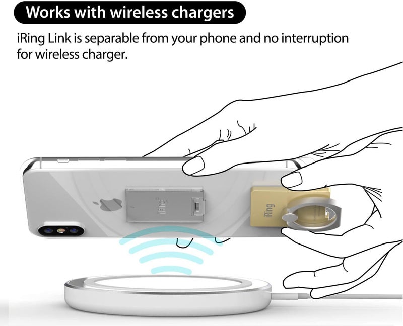 iRing Link, Made in Korea, Wireless Charging Friendly Phone Holder - Cell Phone Ring Grip Finger Holder and Stand Compatible with iPhone, Galaxy, and Other Smartphones(Gold) - Image 4