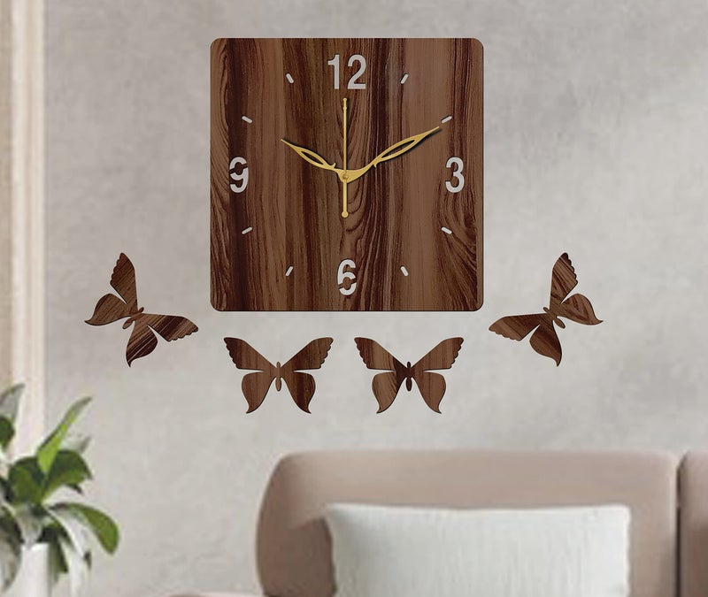 Freny Exim 10" Inch Wooden Wall Clock (Wenge, Small Size, 25cm x 25cm)-007 - Image 5