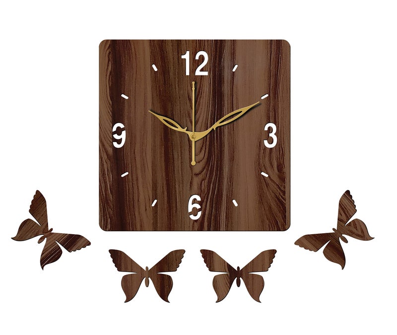 Freny Exim 10" Inch Wooden Wall Clock (Wenge, Small Size, 25cm x 25cm)-007 - Image 1