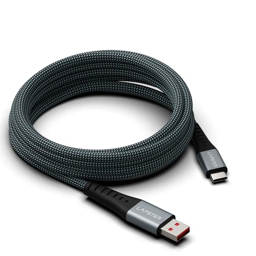 ls lapster Lapster Rapidzz 3A Fast Charging 1.5m Braided Type C Cable for Smartphones, Tablets & other Type C devices, 480Mbps Data Sync, Quick Charge 3.0 (zebra) - Image 1