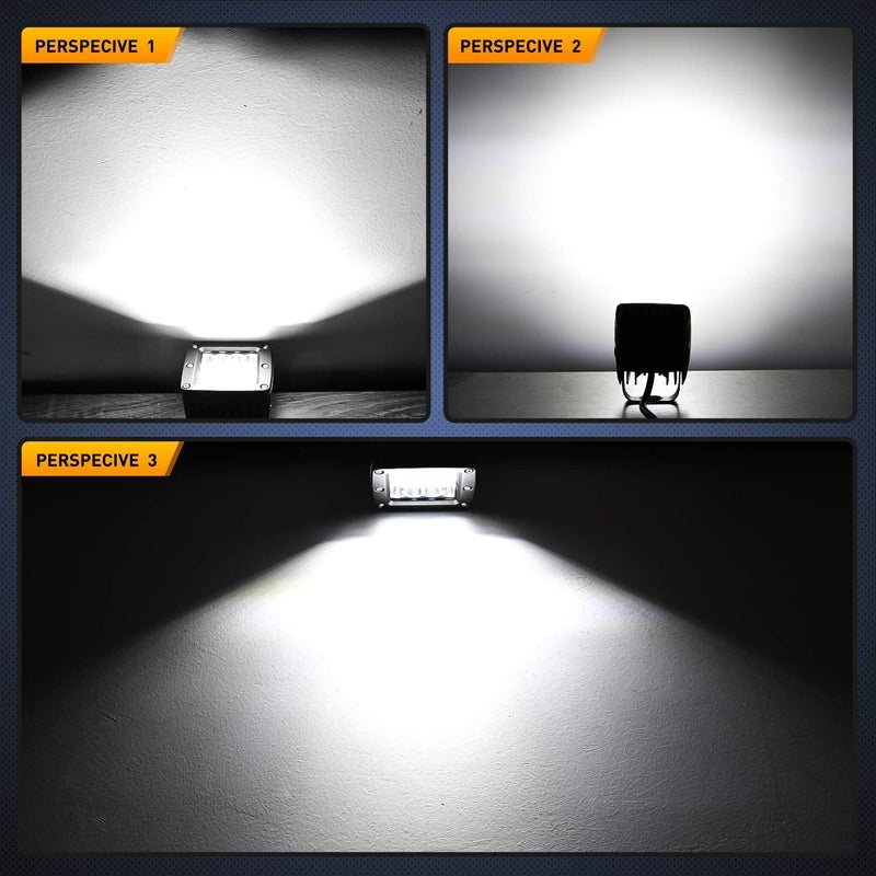 Nilight 2Pcs 3 Inch Led Pods Cubes 2 Inch Tow Hitch Mounting Brackets LED Backup Reverse Lights Rear Search Light Bar Wiring Harness Kit -2 Leads for SUV Truck Trailer - Image 4