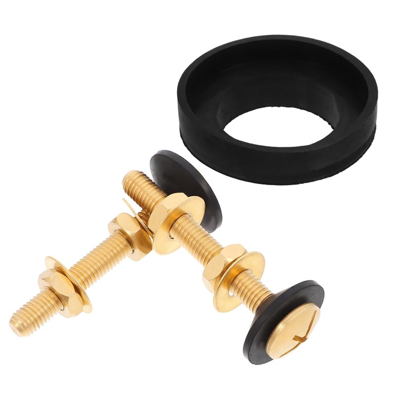 طقم مسامير خزان المرحاض مع مسامير نحاسية وحلقات مطاطية لإصلاح مانع التسرب - Image 2