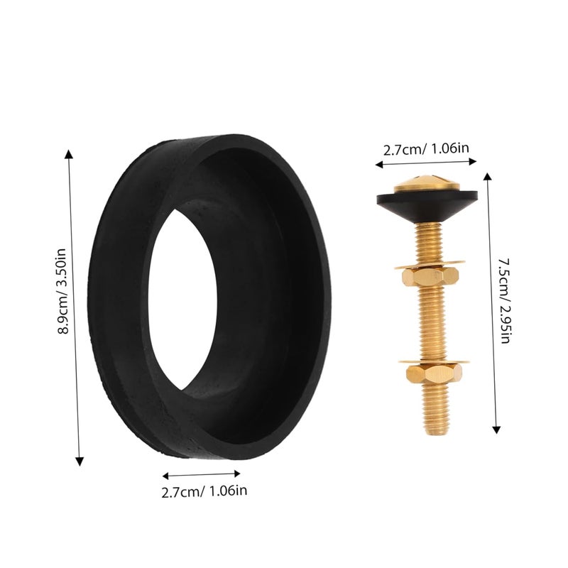 طقم مسامير خزان المرحاض مع مسامير نحاسية وحلقات مطاطية لإصلاح مانع التسرب - Image 3