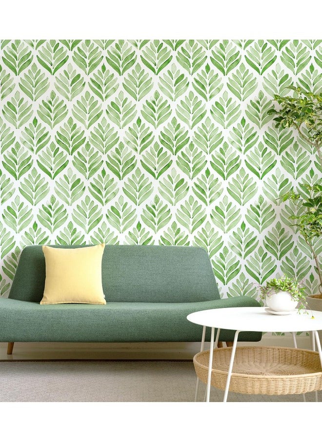 HAOKHOME 960311 Boho Peel And Stick Wallpaper Floral Tulip Leaves Green/White Removable Bathroom Kitchen Contact Paper Home Wall Decor 17.7In X 9.8Ft  - Image 3