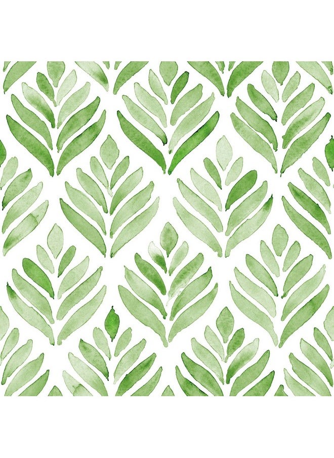 HAOKHOME 960311 Boho Peel And Stick Wallpaper Floral Tulip Leaves Green/White Removable Bathroom Kitchen Contact Paper Home Wall Decor 17.7In X 9.8Ft  - Image 1