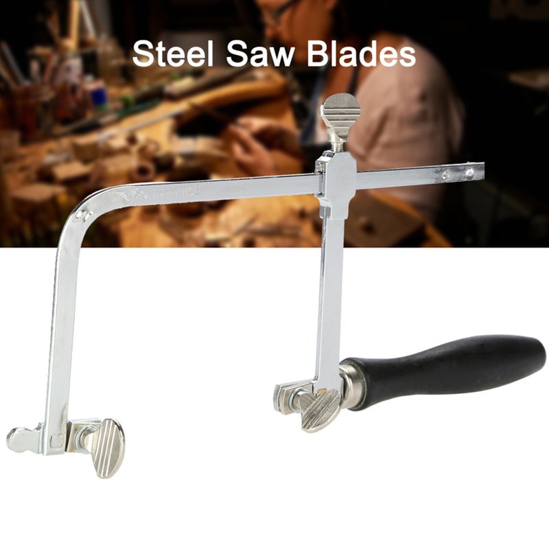 Adjustable Sawbow Ushape Hacksaw DIY Hand Tools 12pcs Spiral Saw Blades (Sawbow+Saw Blades) - Image 1