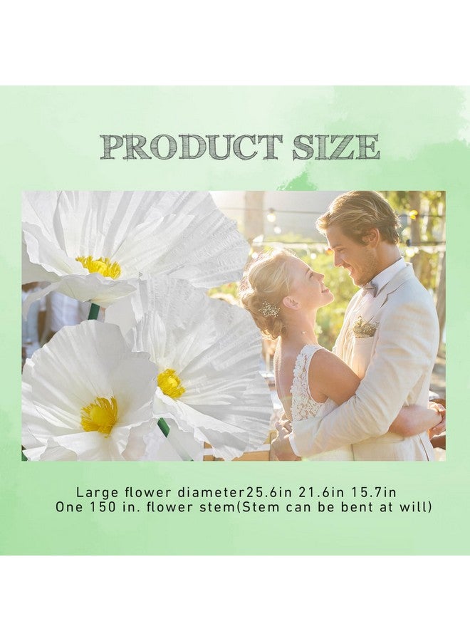 asdfg Giant Flowers for Home Decoration - 3 Pack Large Flower Panels for Backdrop Artificial Flowers Wall Table Decor, Flower Birthday Party Decorations for Wedding/Nursery Wall/Baby Bridal Shower (White) - Image 3