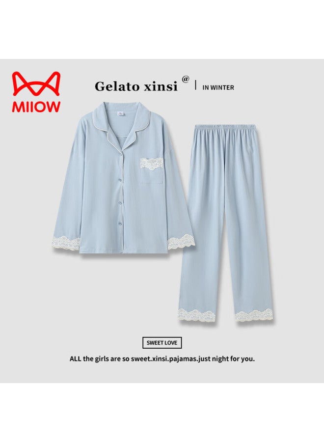 MIIOW Couple Pajamas Women Spring/summer New Collectionfull Cotton Long Sleeve Men's Home Wear Set - Image 5