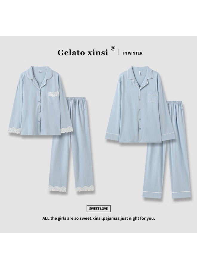 MIIOW Couple Pajamas Women Spring/summer New Collectionfull Cotton Long Sleeve Men's Home Wear Set - Image 4