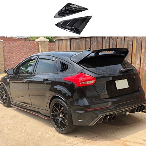 RUIHE Fit for Ford Focus ST RS MK3 Hatchback 2PC 2012 2013 2014 2015 2016 2017 2018 Shiny Black Window Side Louvers Vent - Image 1