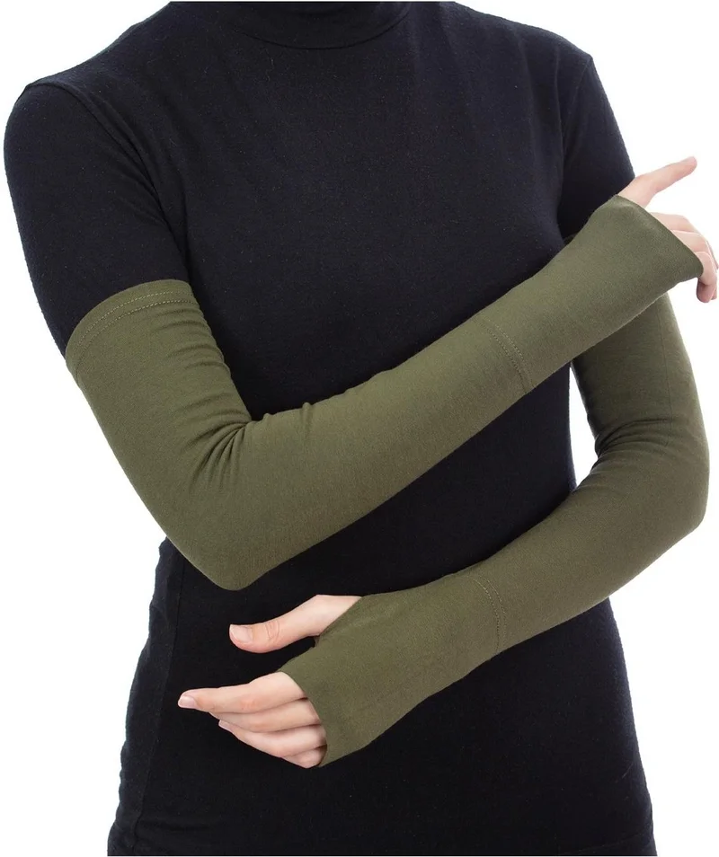 التوبة Finger Interlaced Combed Cotton Hijab Sleeve Khaki