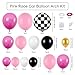 Uniquer Pink Race Car Balloon Arch KitHot Pink White Black Balloons Garland Kit with Black White Plaid Foil Balloons for Racing Car Theme Birthday Party - Image 4