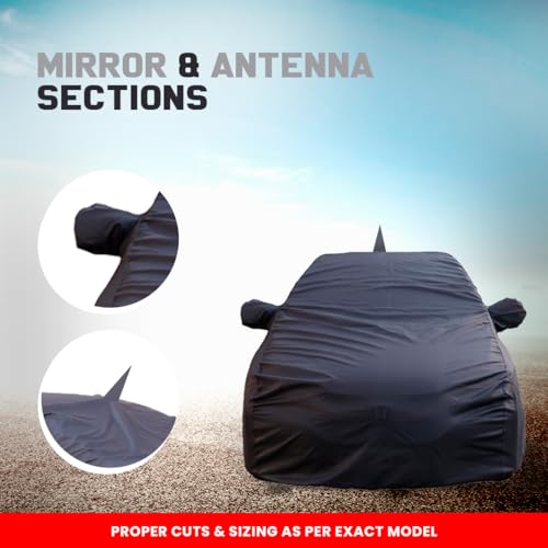Autofact Waterproof Car Body Cover Compatible with Hyundai I20 Old Model (2008 to 2014) with Mirror and Antenna Pockets, 4 x 4 American Matty, Long Lasting Strong Durable Material, Grey Color - Image 3