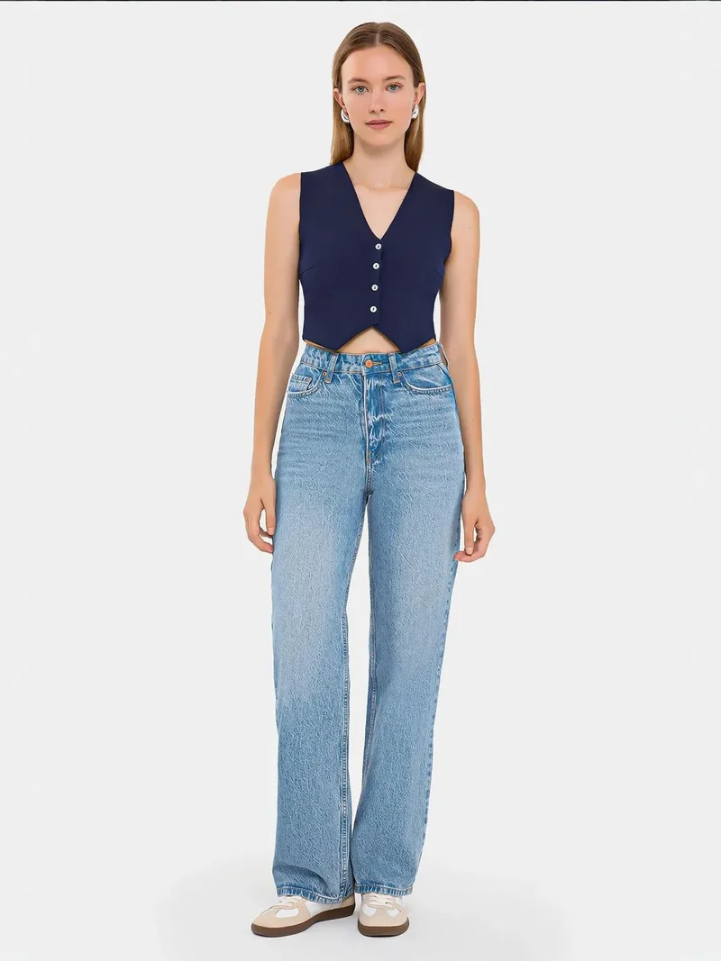 HICCUP Sleeveless Cropped Knitted Sweater Vest