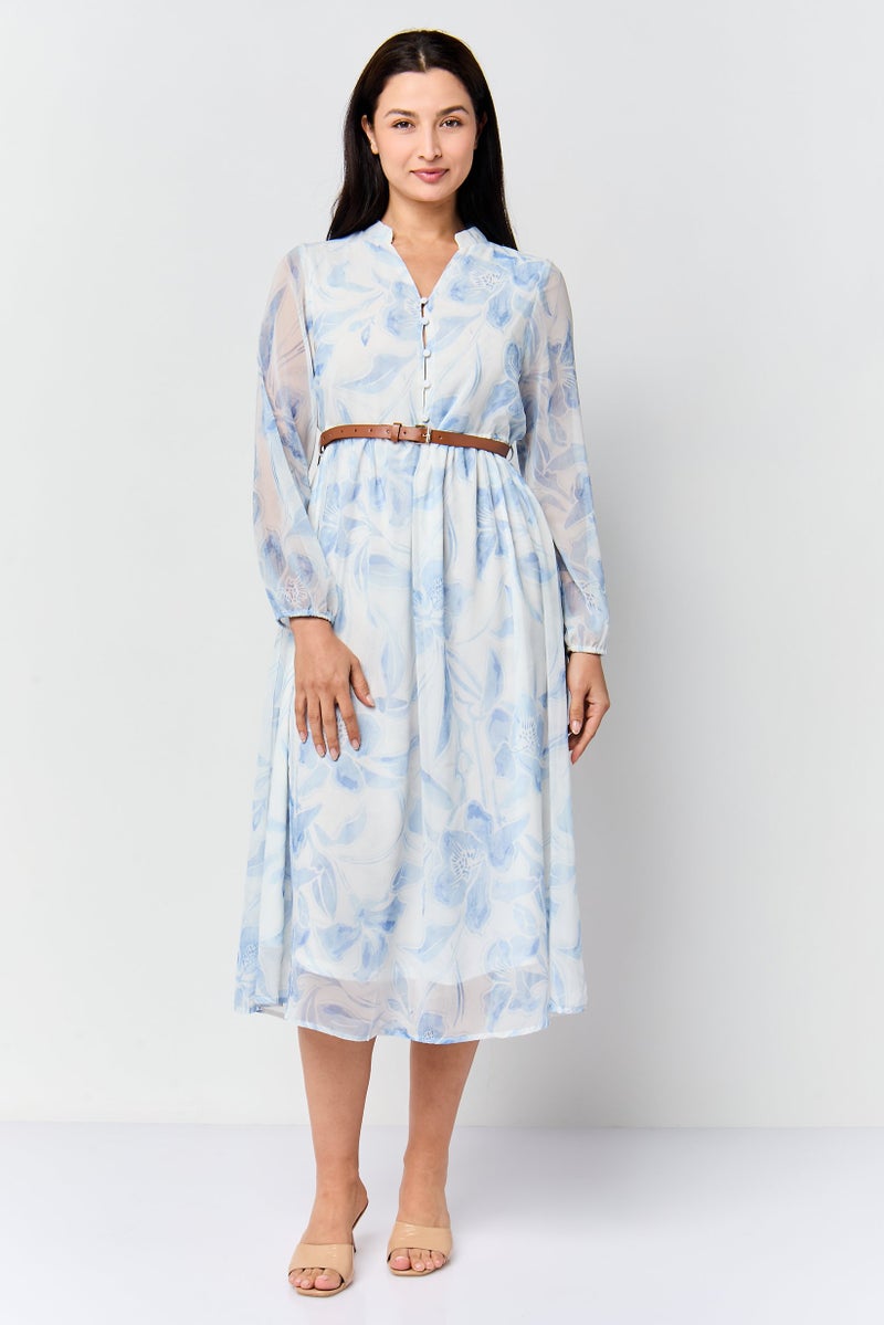 Material Girl Women Floral Print Midi Dress, Multicolor - Image 1