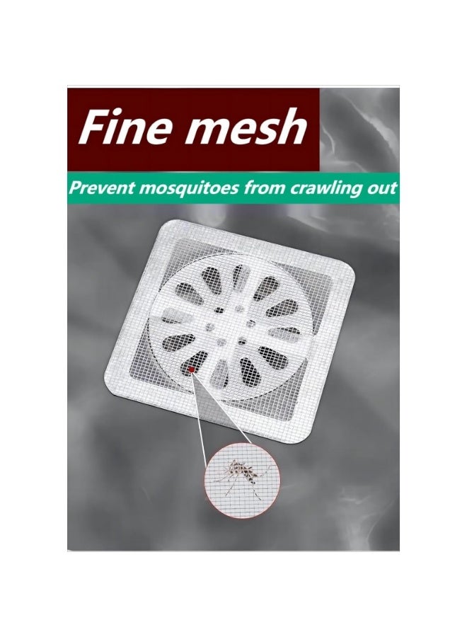 ماسك شعر لغطاء غطاء مصفاة الدش القابل للتصرف، ملصق شبكي مربع لصرف الدش، ملصق شبكة تصريف أرضية يمكن التخلص منه مناسب للحمام/الغسيل/حوض الاستحمام/المطبخ/المغسلة/(50 قطعة) - Image 2