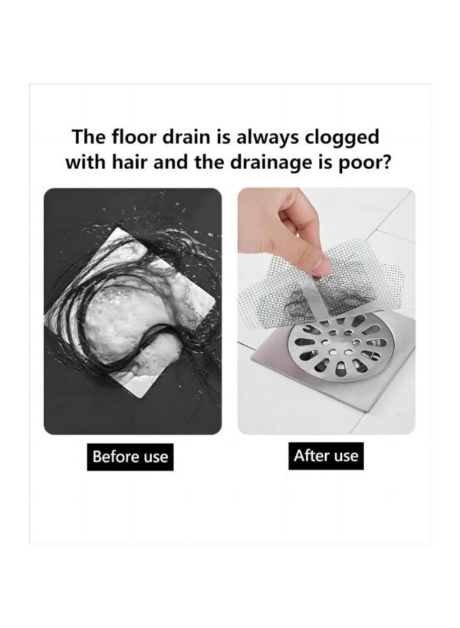 ماسك شعر لغطاء غطاء مصفاة الدش القابل للتصرف، ملصق شبكي مربع لصرف الدش، ملصق شبكة تصريف أرضية يمكن التخلص منه مناسب للحمام/الغسيل/حوض الاستحمام/المطبخ/المغسلة/(50 قطعة) - Image 5