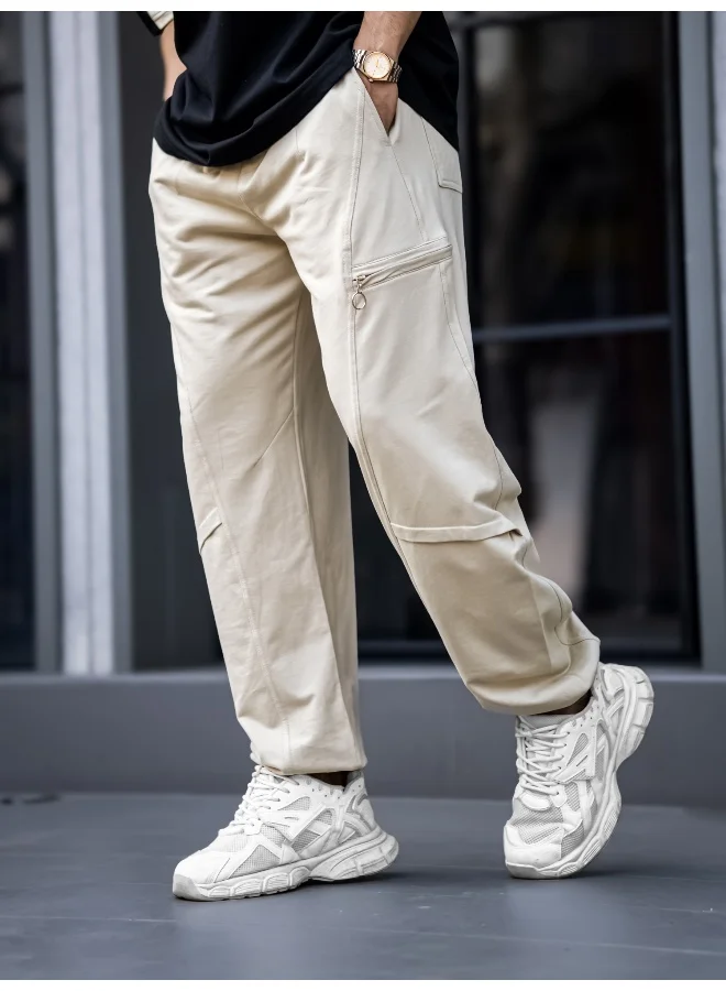 مانياك بنطلون رجالي واسع قطني بسحاب وجيوب