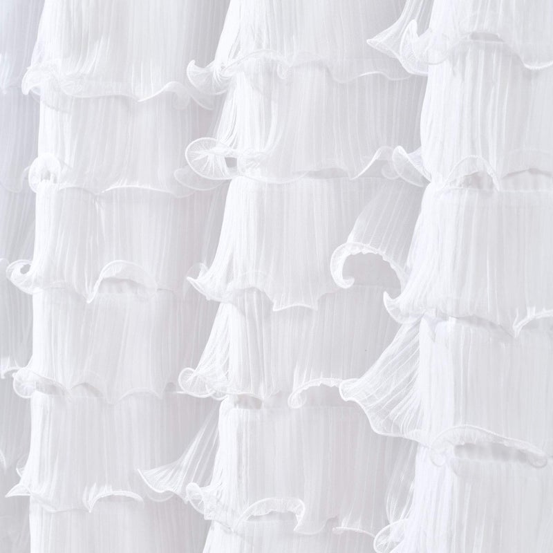 Lush Decor Avery Shower Curtain Ruffled Vintage Chic Farmhouse Style Bathroom, 72â€ x 72â€, White - Image 5
